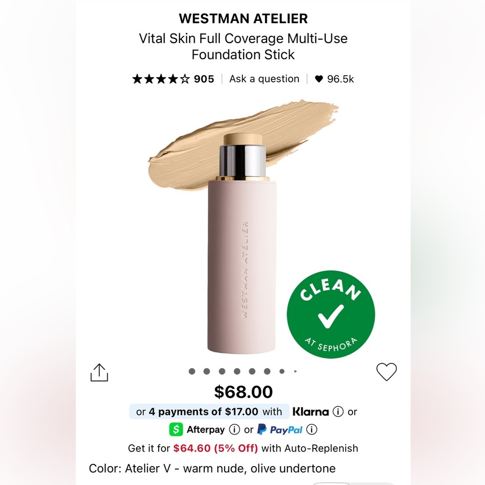 Westman Atelier Foundation Stick - Atelier V - warm nude, olive undertone